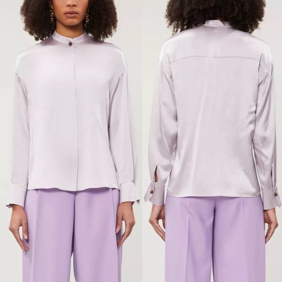 Vince Tops - Vince | 100% Silk Long Sleeve Lilac Top